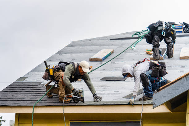 Professional Gutter Installation technician working in Wellston, MI